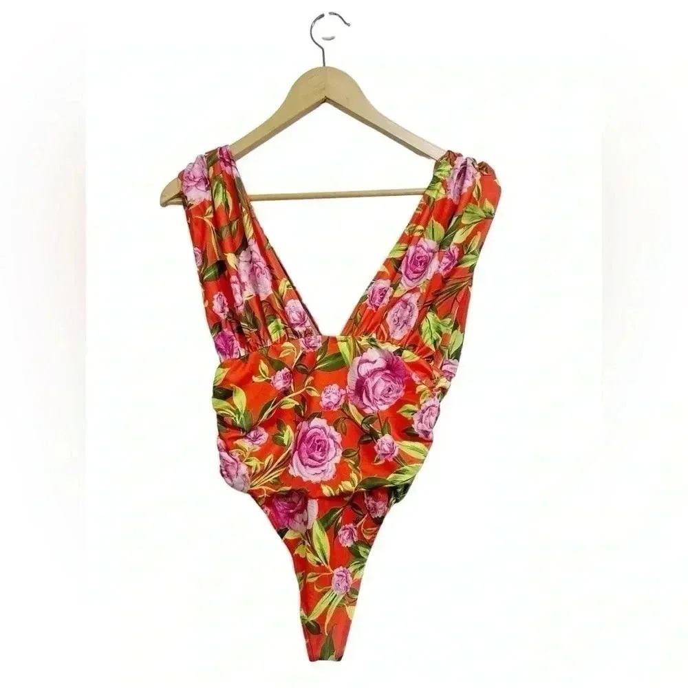 ZARA Draped Floral Bodysuit Blogger Favorite Size S NWT - Picture 5 of 10